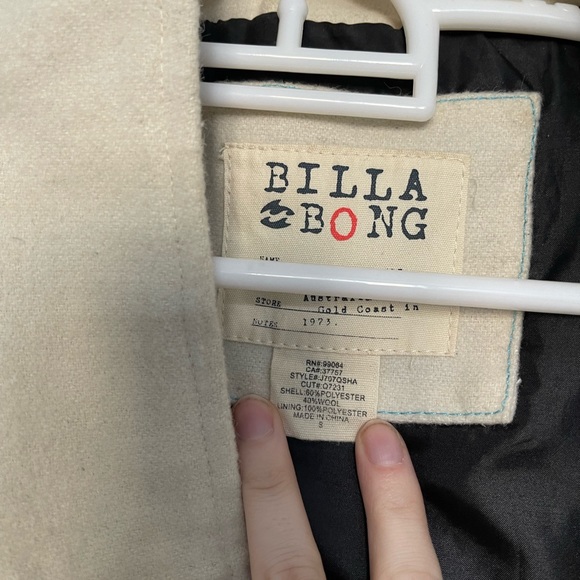 Billabong Cream button coat wool coat - Picture 2 of 3